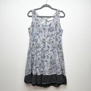 Cino Floral Tank Dress Womens Large Cotton Dark Fairy Boho Lightweight Beachy